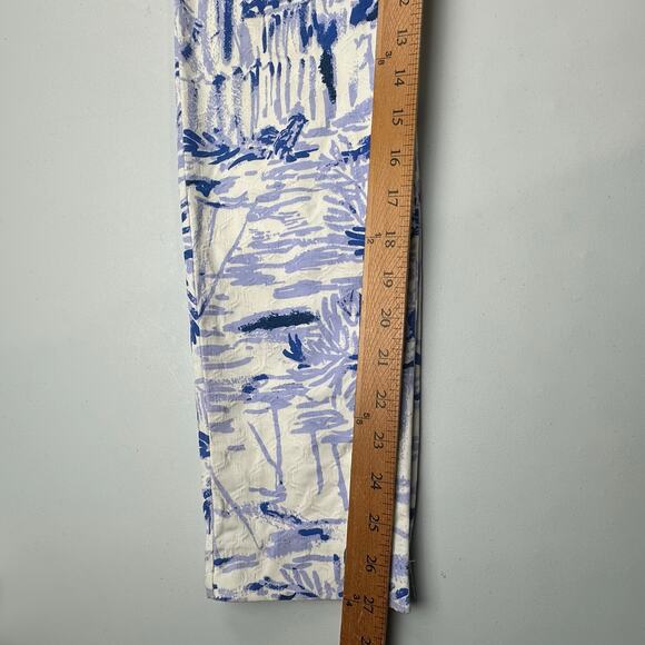 Lilly Pulitzer Kelly Ankle Pants Womens 0 Blue Palm Trees Skinny Tropical Beach - Picture 13 of 15